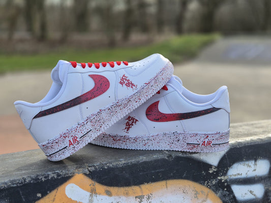 Custom Nike Air Force 1 "Sprinkle" Schwarz-Rot